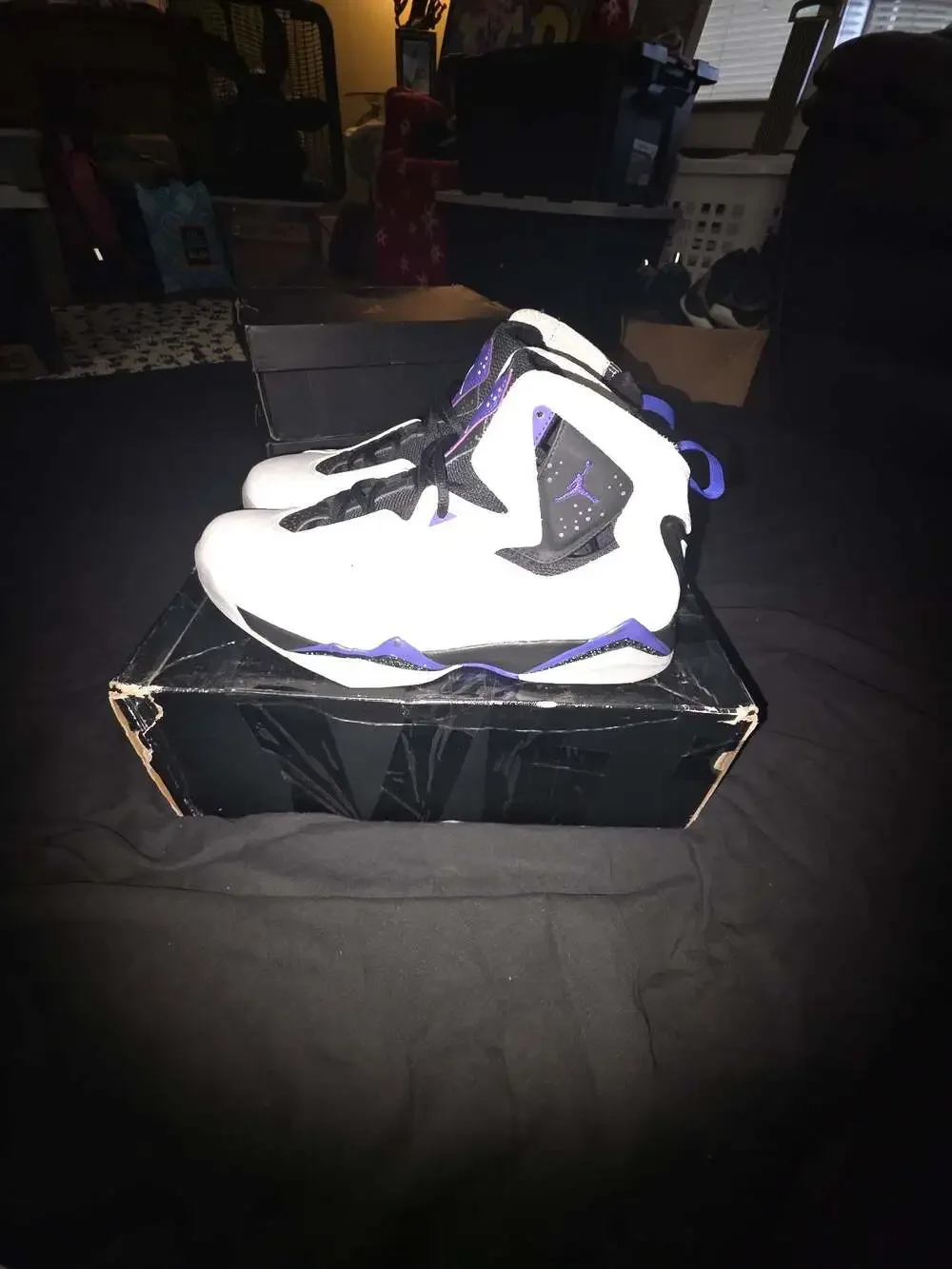 Jordan True Flight Basketball Shoes White/Dark Concord-Black (Style 342964-153)